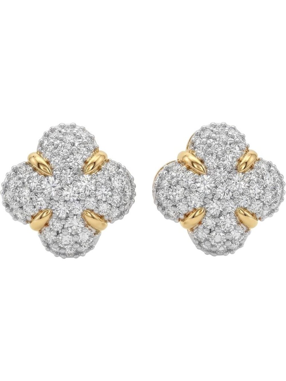 18K Gold Plated Pave Cubic Zirconia Stud Earrings for Women - Elegant & Sparkly
